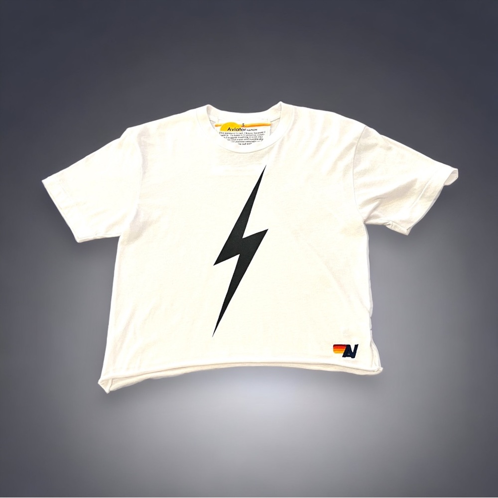 Aviator Nation Lightening Bolt Boyfriend T-Shirt - Size S.  Excellent condition!